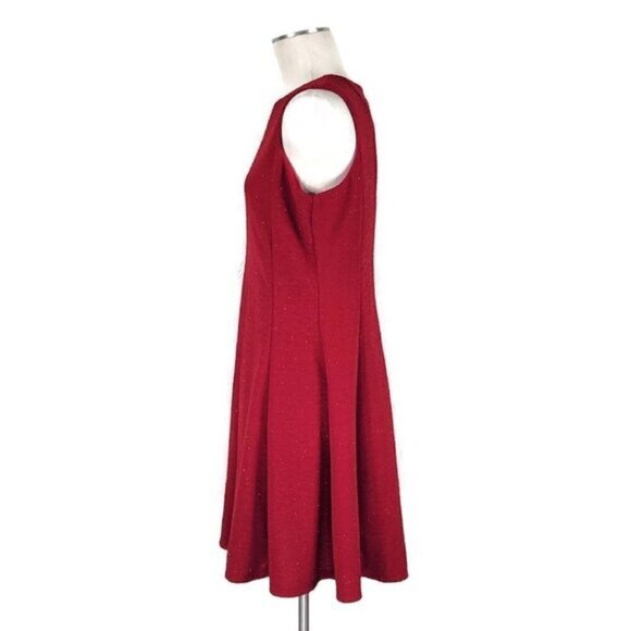 Danny Nicole Fit N Flare Dress Size 14 Sleeveless Back Zip Red Glitter Sparkle - Picture 3 of 10